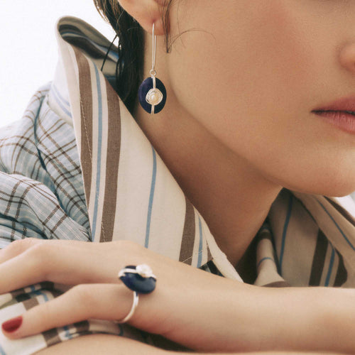 Brinco Pendente Ciclo Prata de Jade Safira