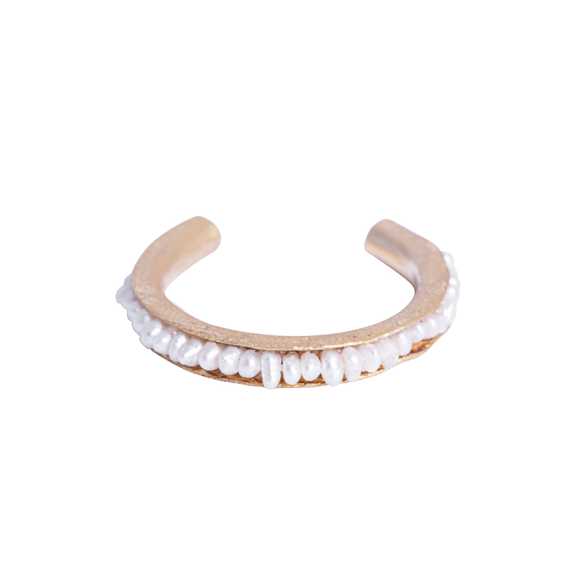 Anel Bruma Ouro Ajustável com Pérolas