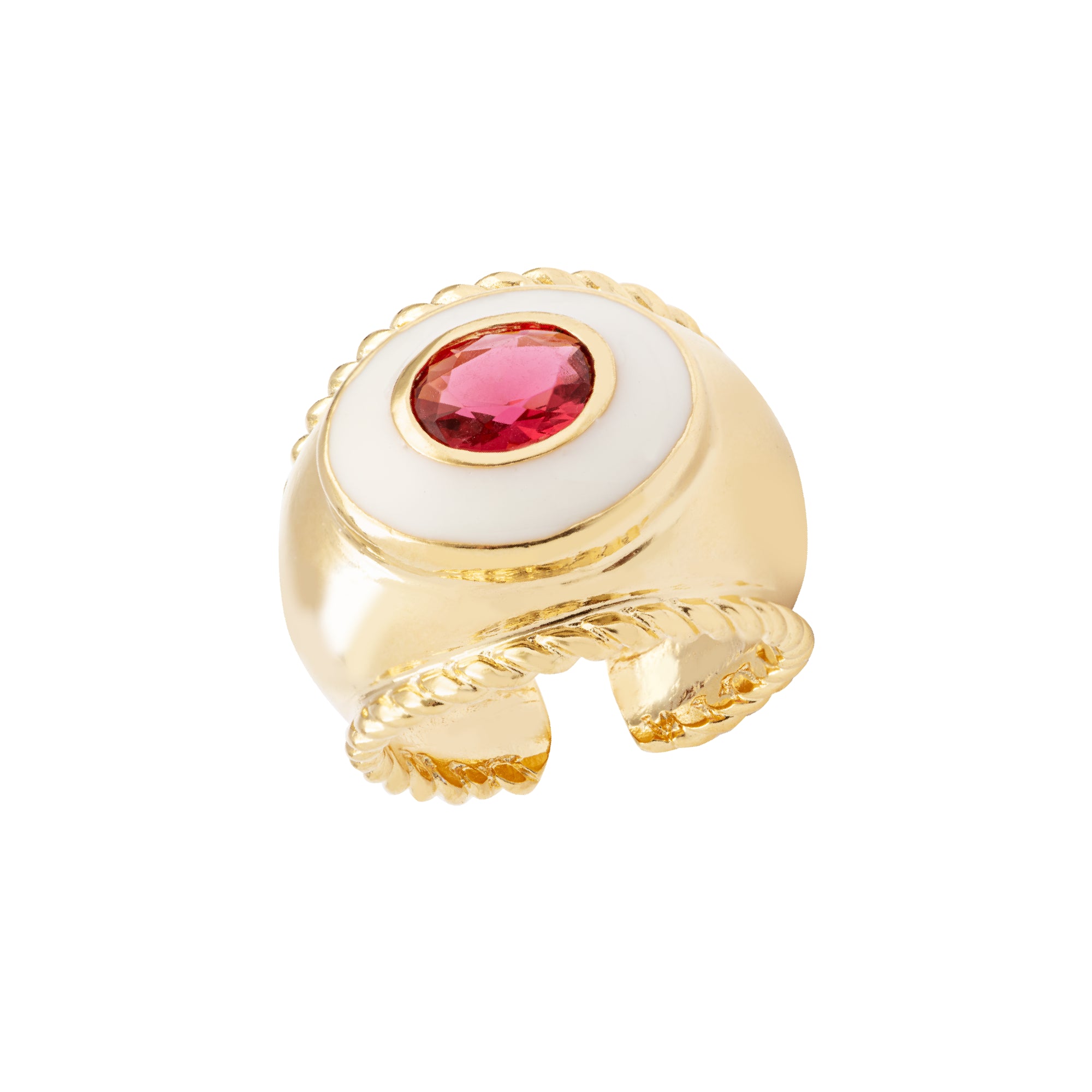 Anel Coral Facetado Ouro Ajustável