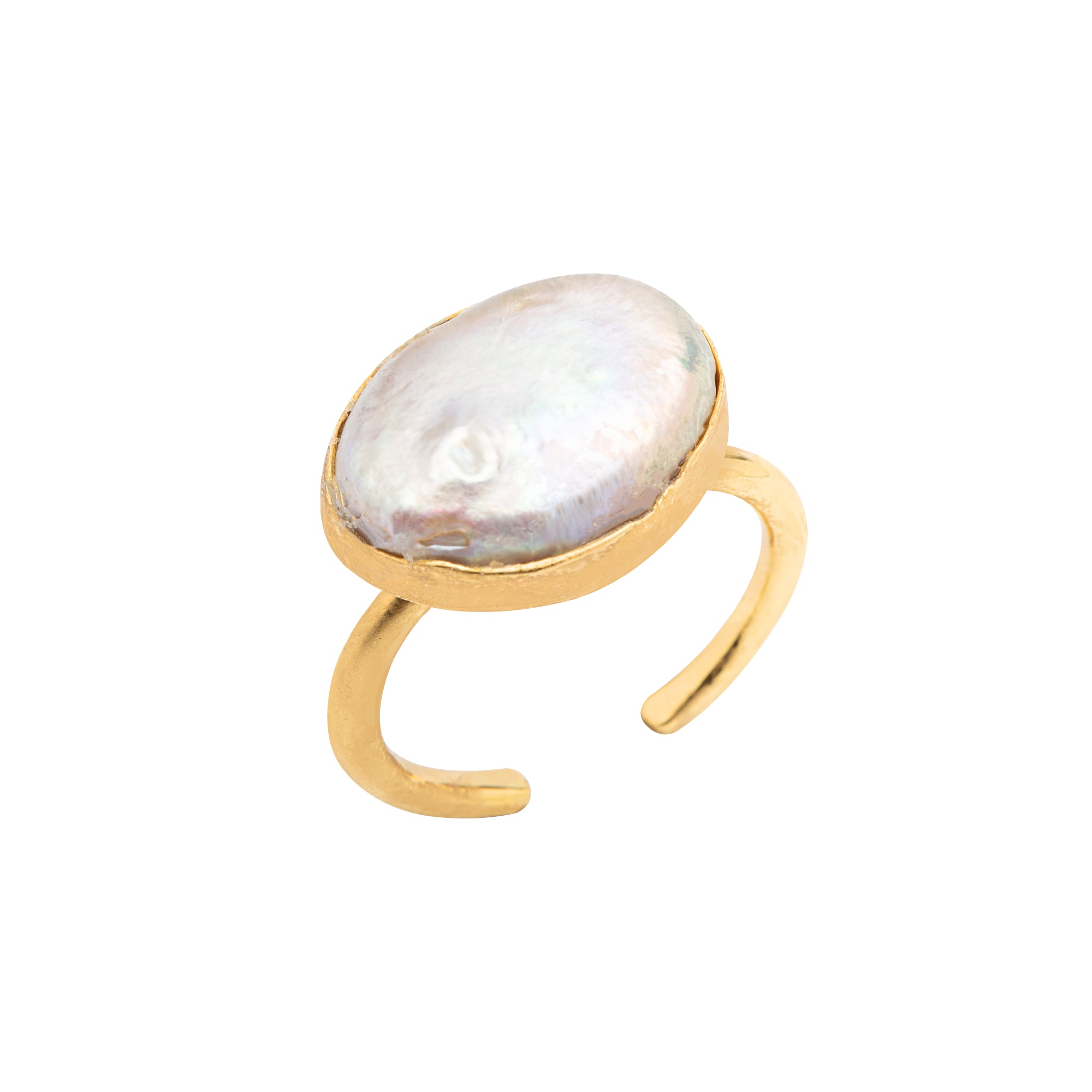 Anel Noz Ouro Ajustável com Pérola