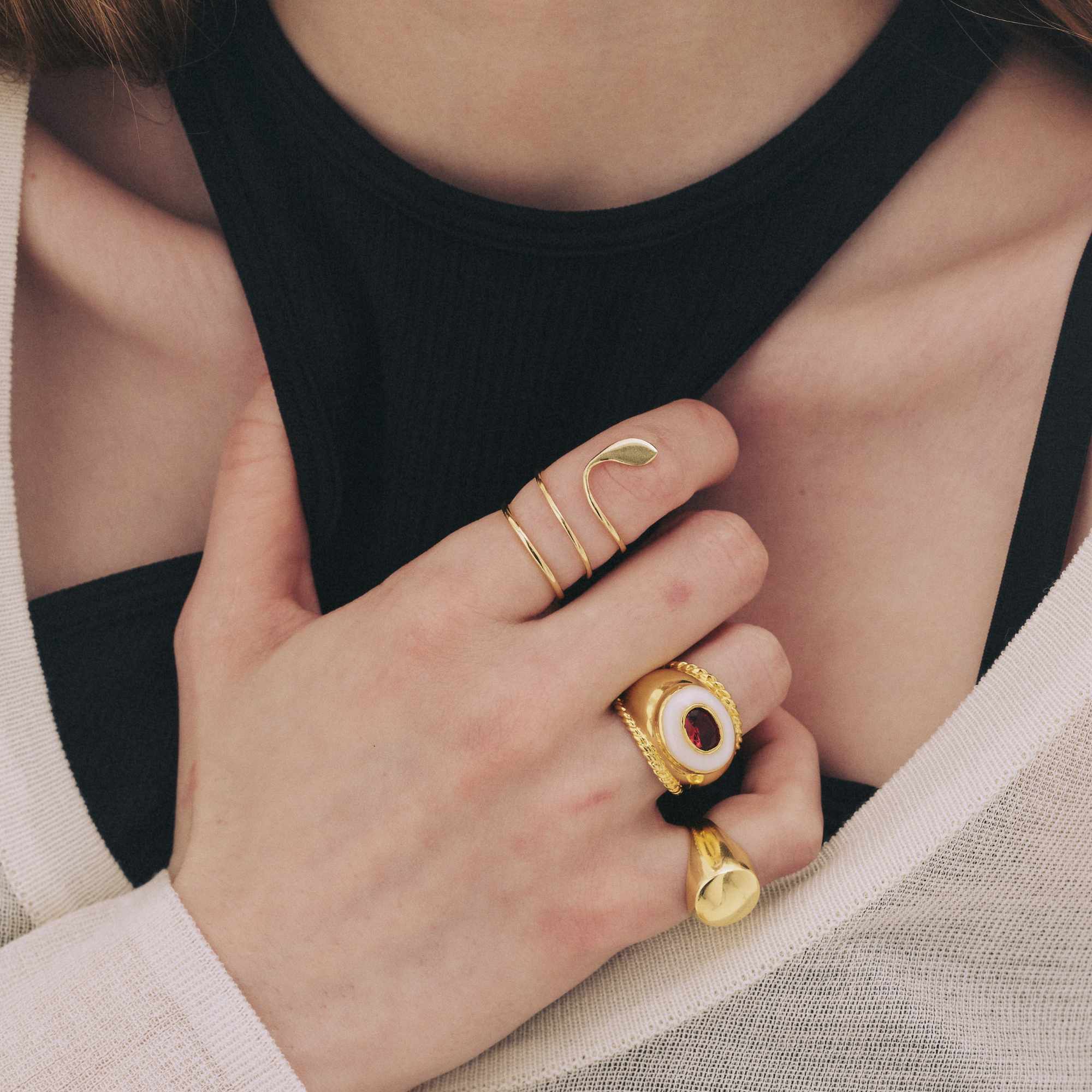 Anel Gusto Sinete Ouro Ajustável