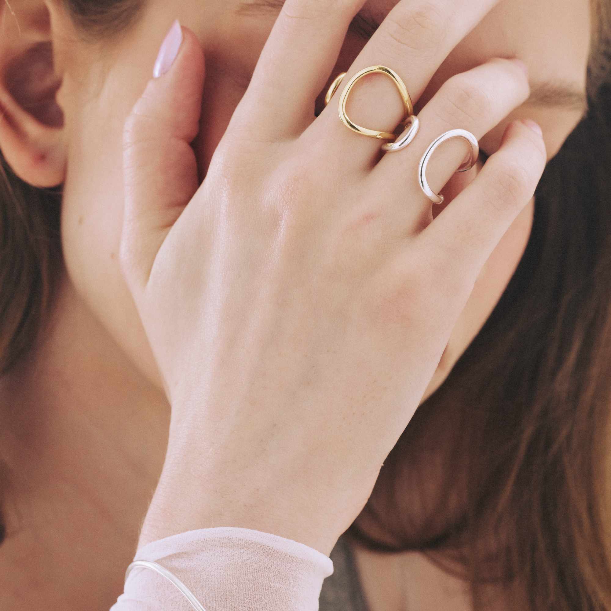 Anel Luna Ouro Ajustável