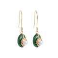 Brinco Pendente Ciclo Ouro de Jade Verde