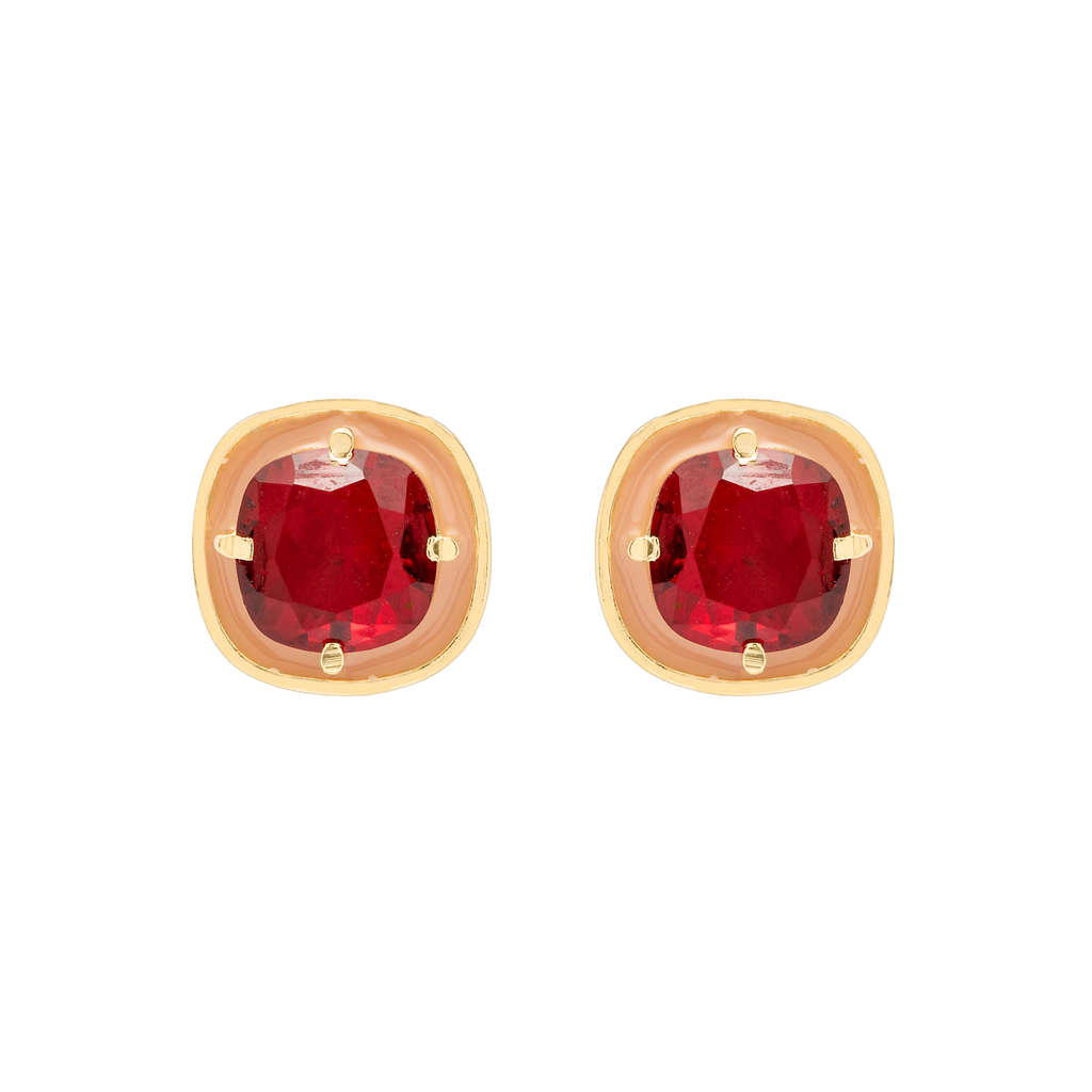 Brinco Vera Ouro com Vidro Rubi