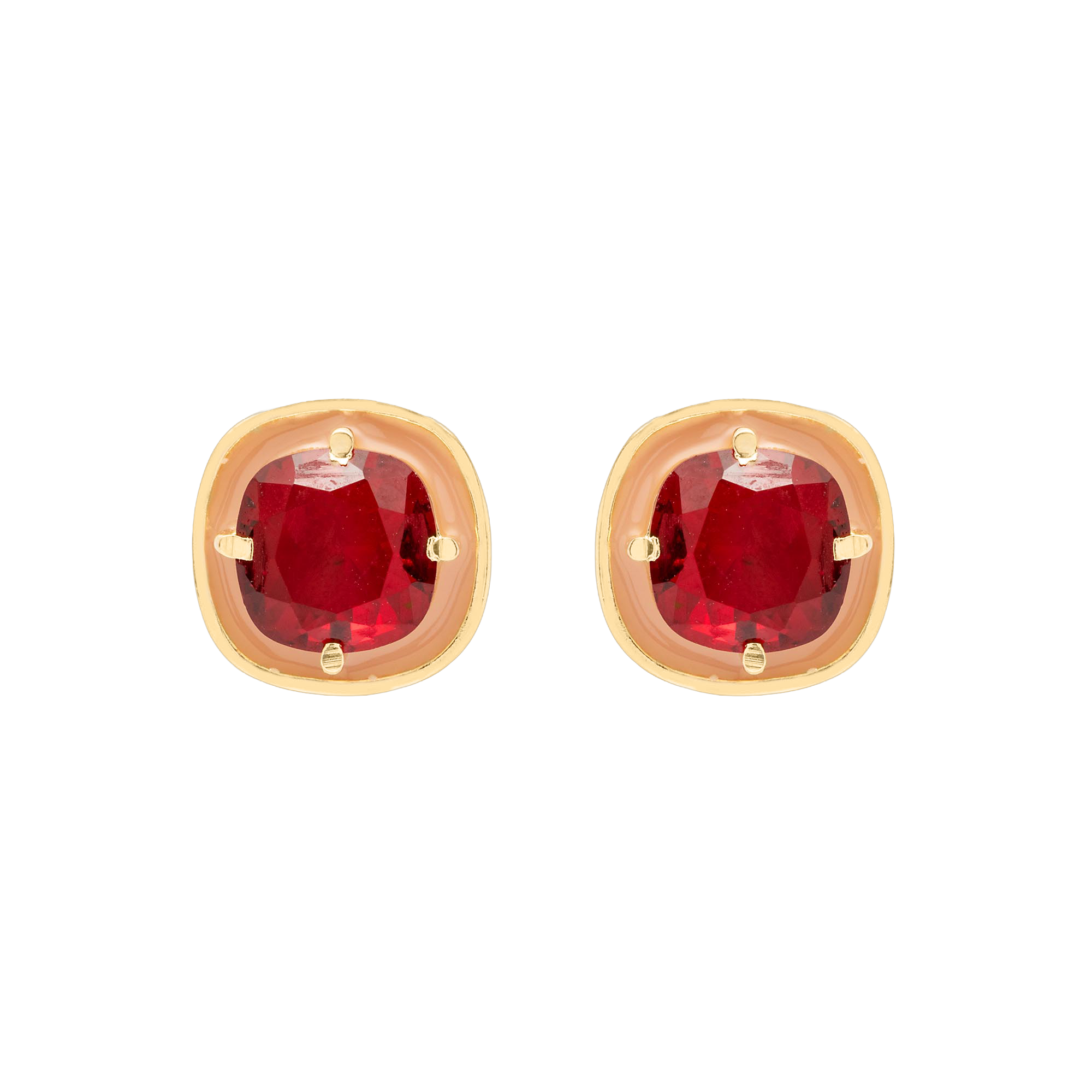 Brinco Vera Ouro com Vidro Rubi