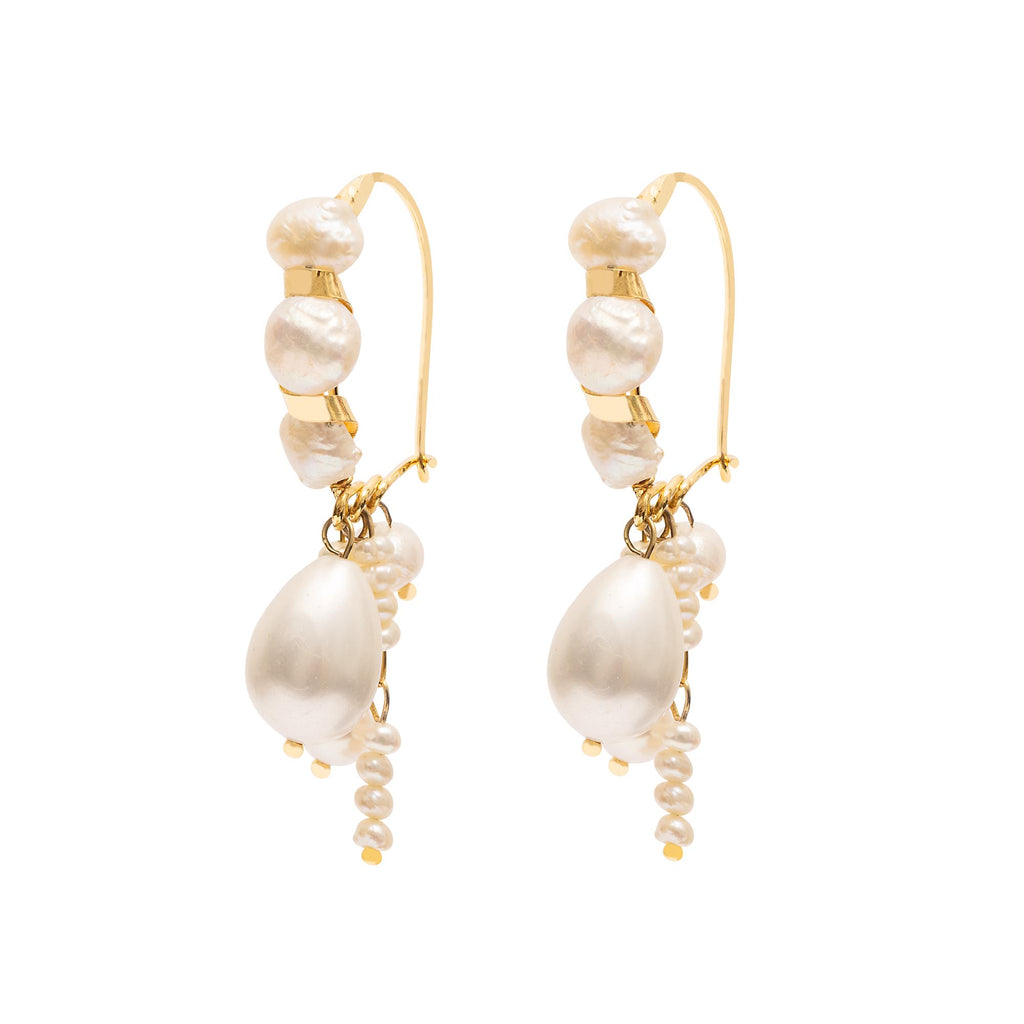 Brinco Desvio Ouro com Pérolas
