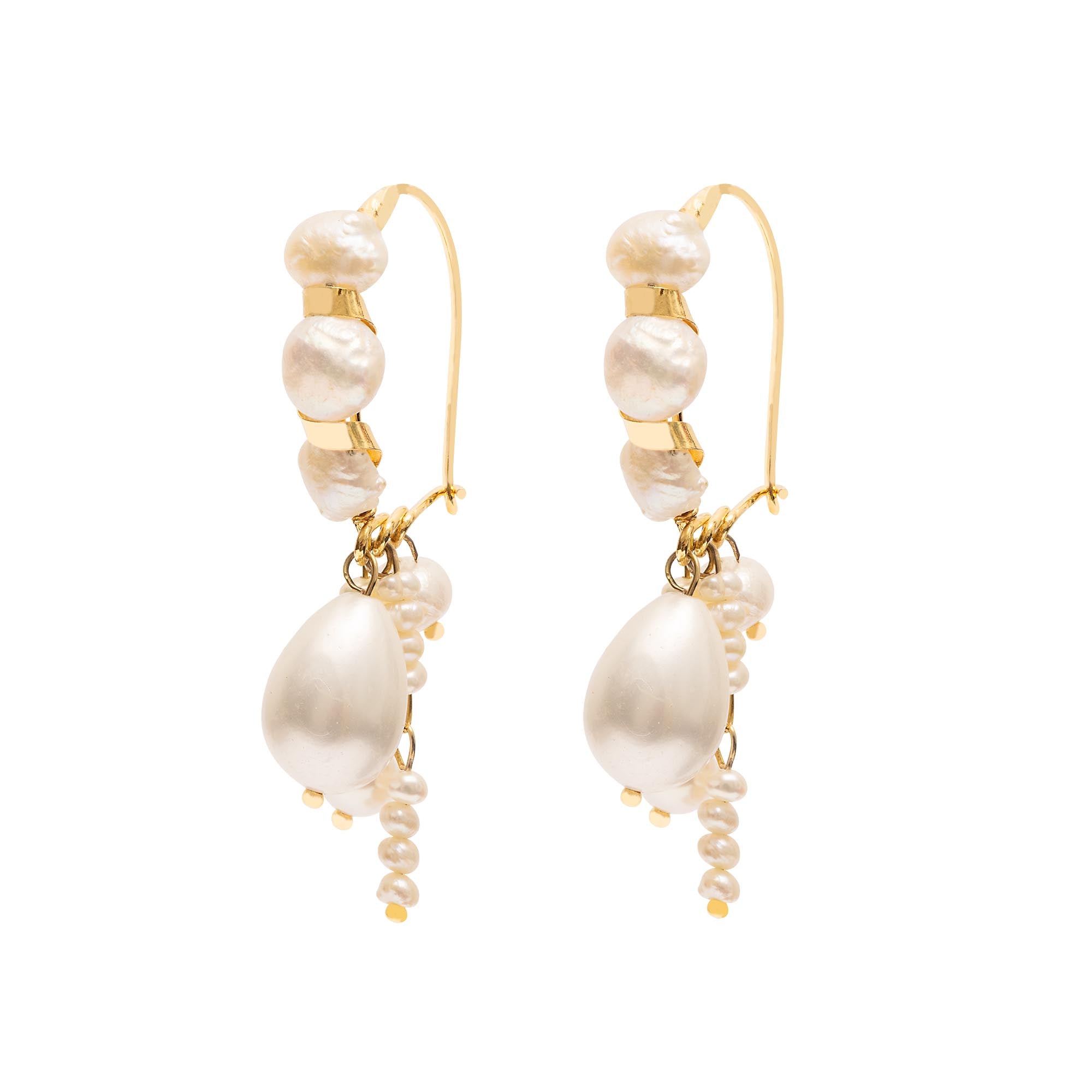 Brinco Desvio Ouro com Pérolas