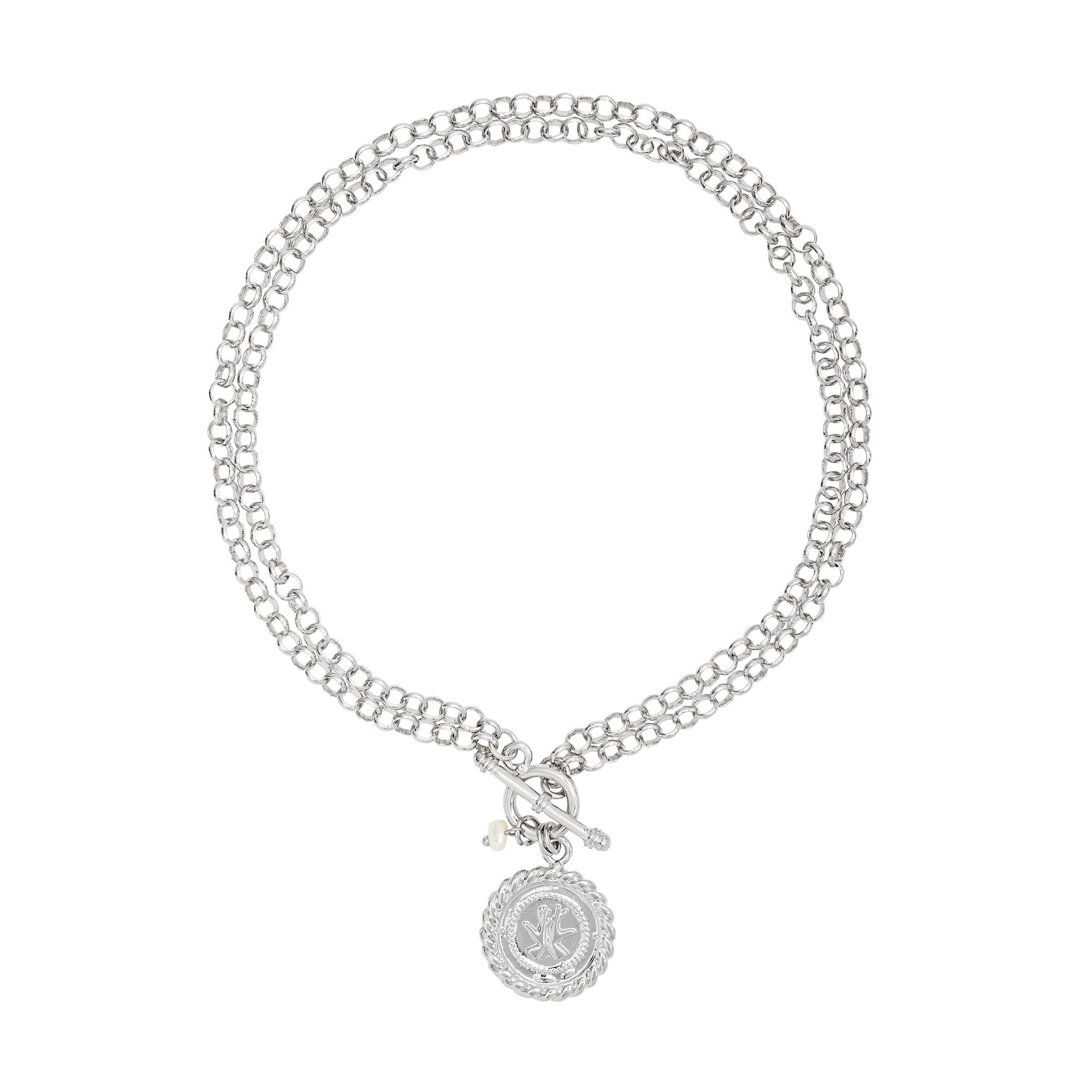 Colar Corrente Medalha Triana Prata