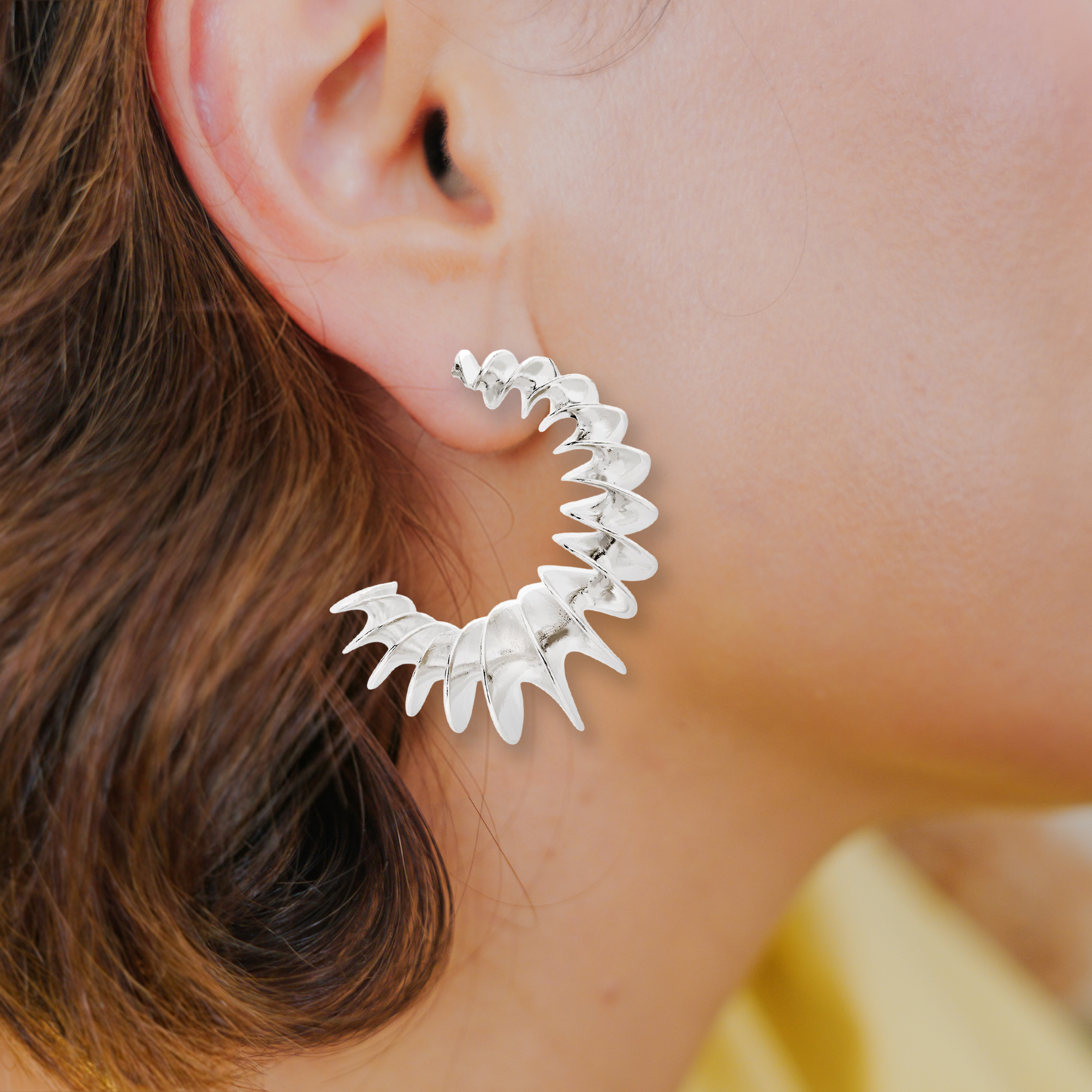 Brinco Argola Laranja Prata