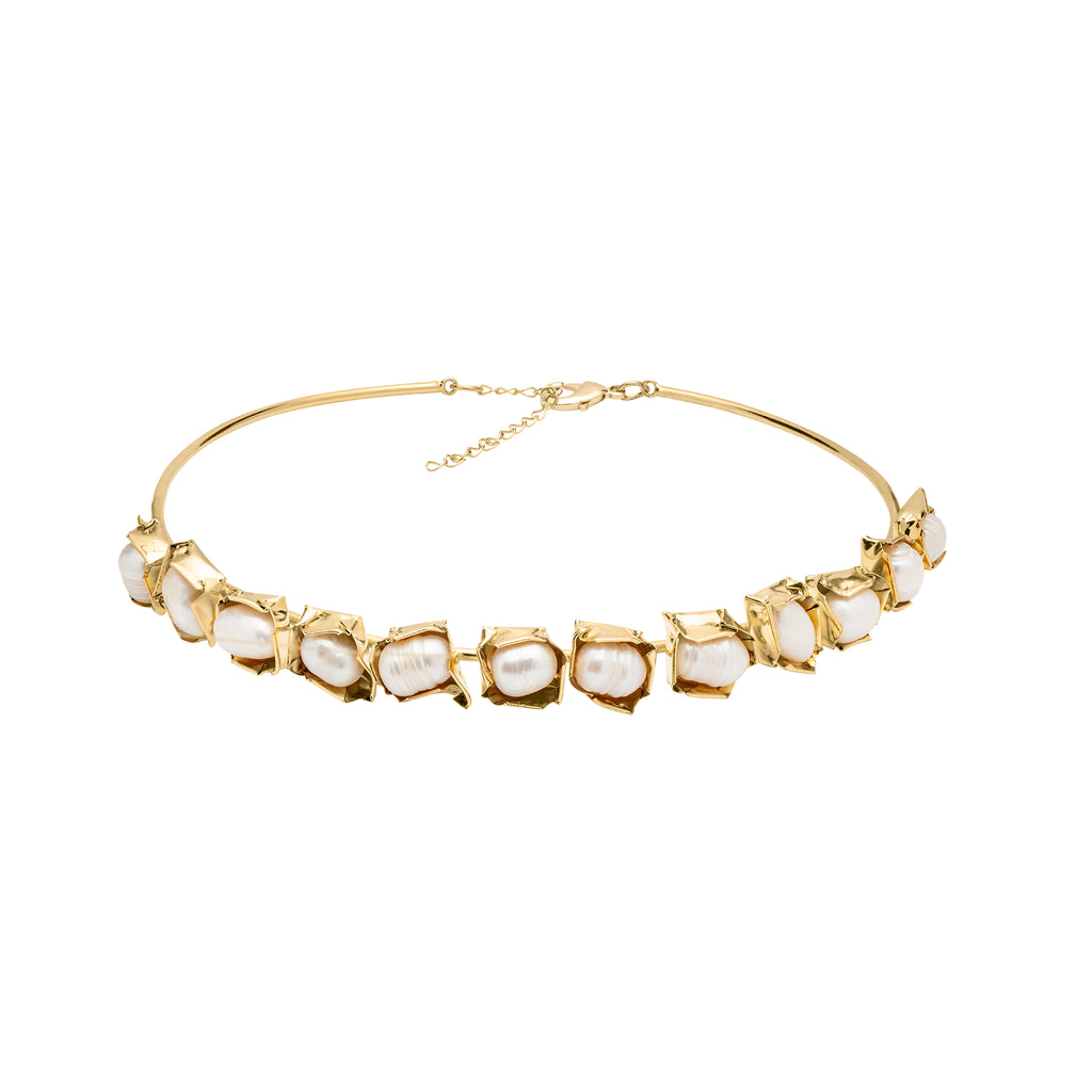 Gargantilha Madre Ouro com Pérolas