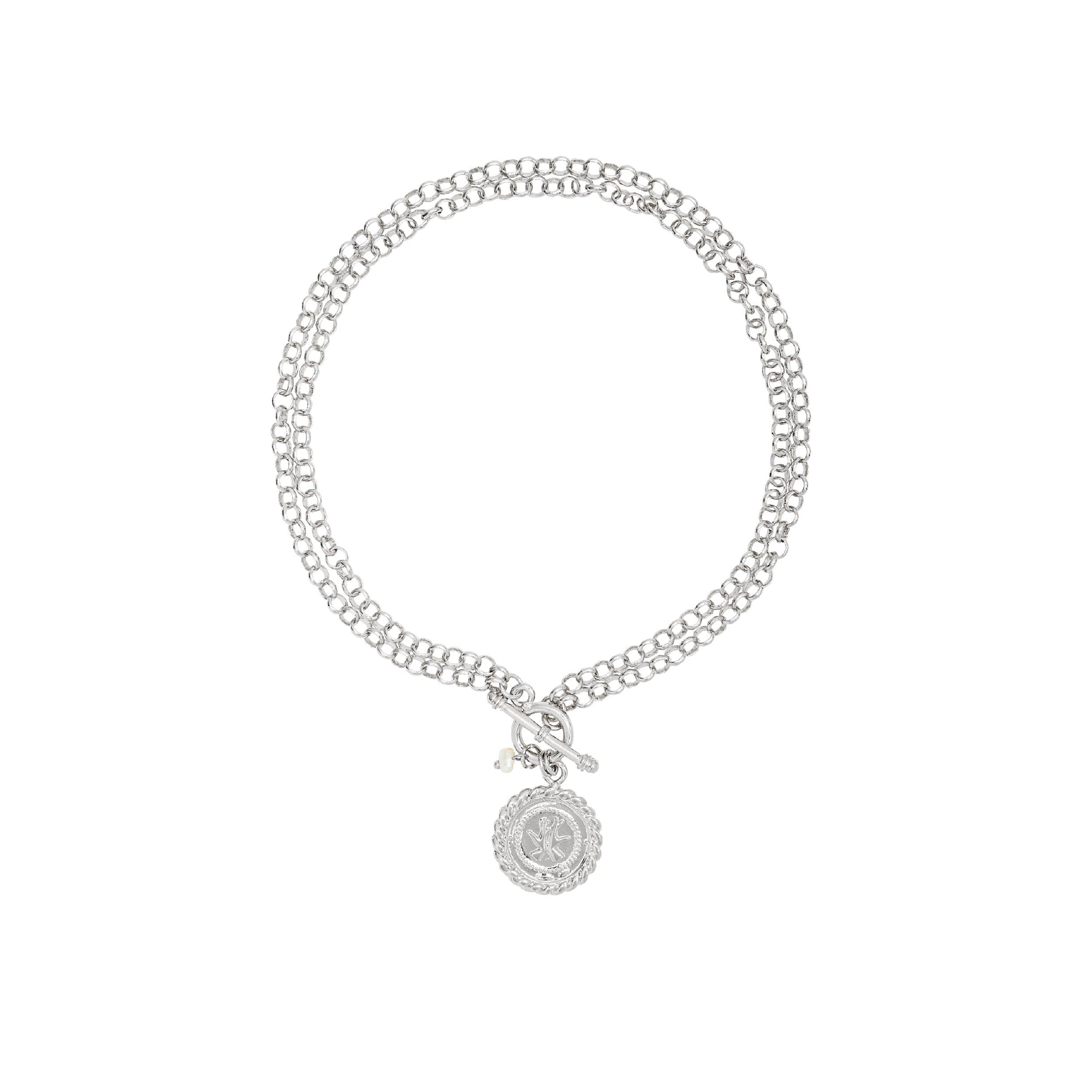 Colar Corrente Medalha Triana Prata