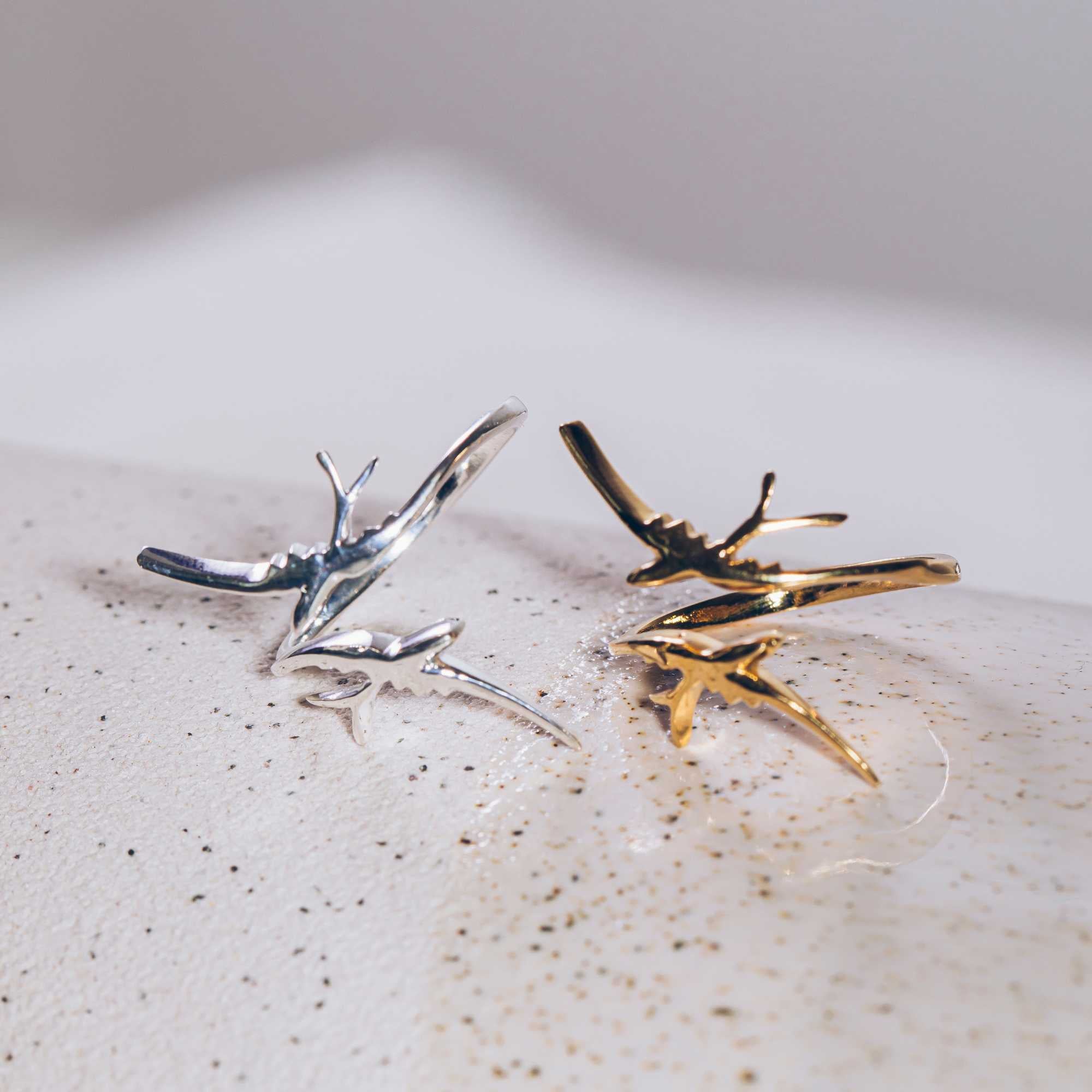 Anel Andorinha Prata Ajustável