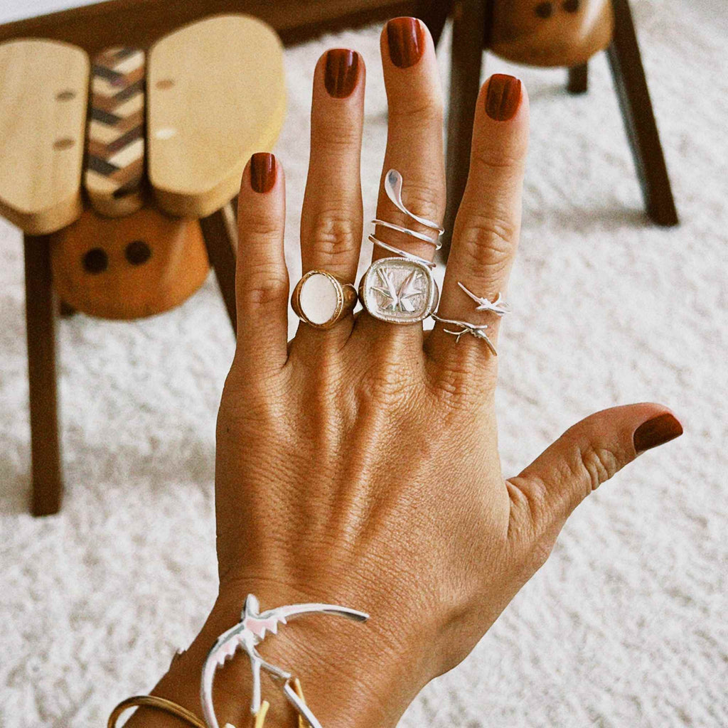 Anel Andorinha Prata Ajustável