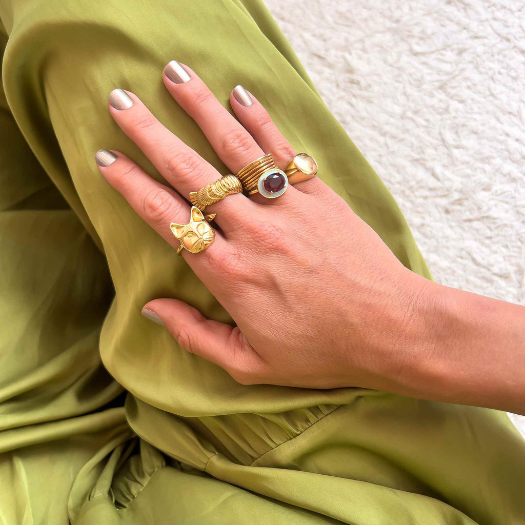 Anel Bendita Ouro Ajustável