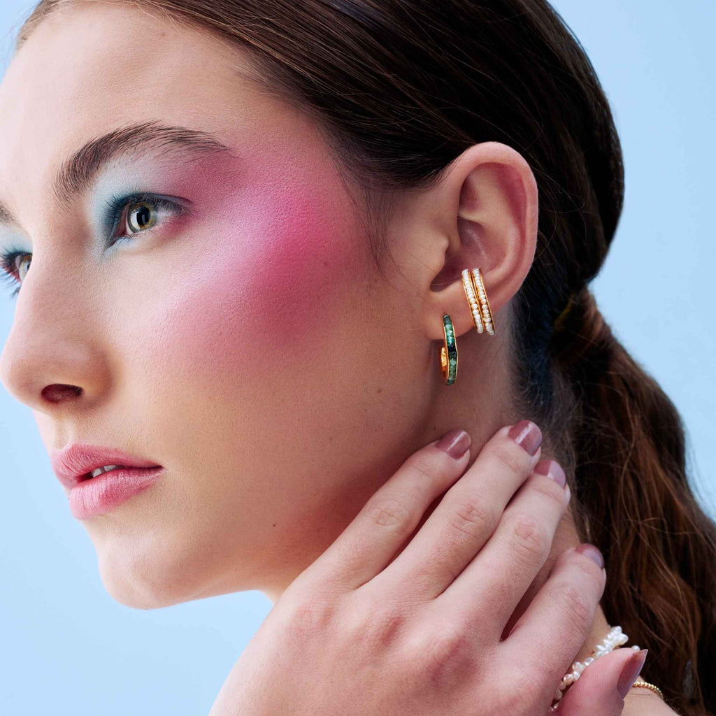 Anel Bruma Ouro Ajustável com Pérolas