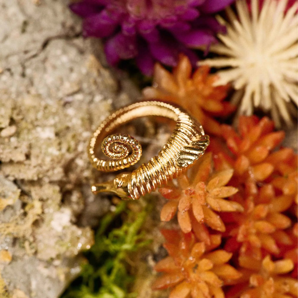 Anel Cavalo Marinho Milo Ouro Ajustável