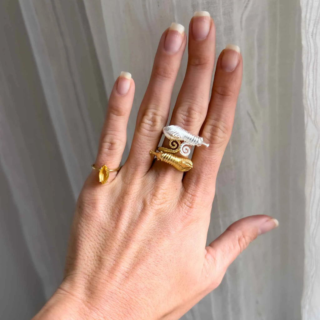 Anel Cavalo Marinho Milo Prata Ajustável