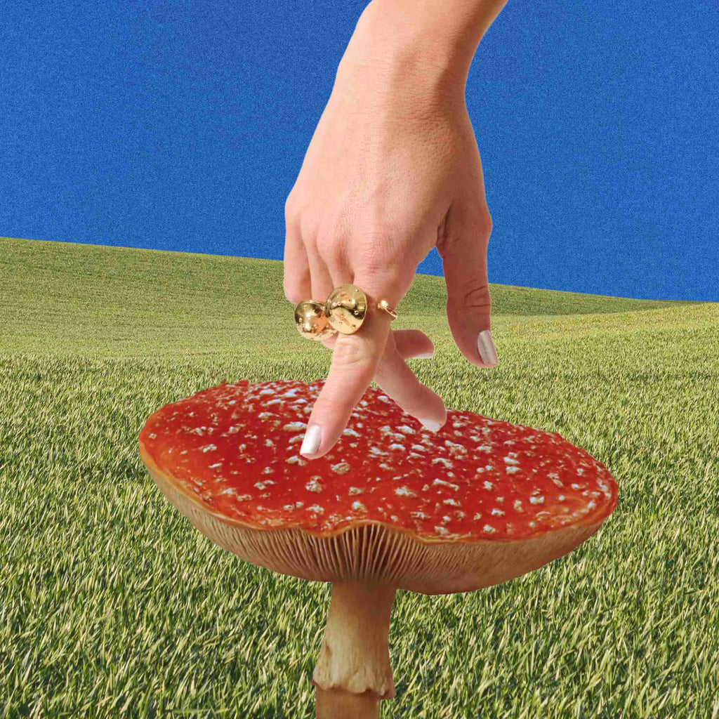 Anel Cogumelo Ouro Ajustável