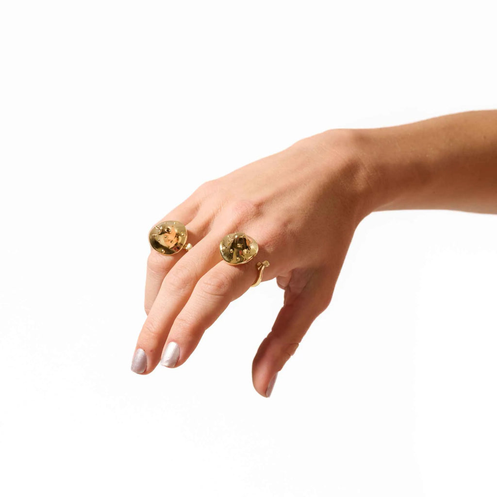 Anel Cogumelo Ouro Ajustável