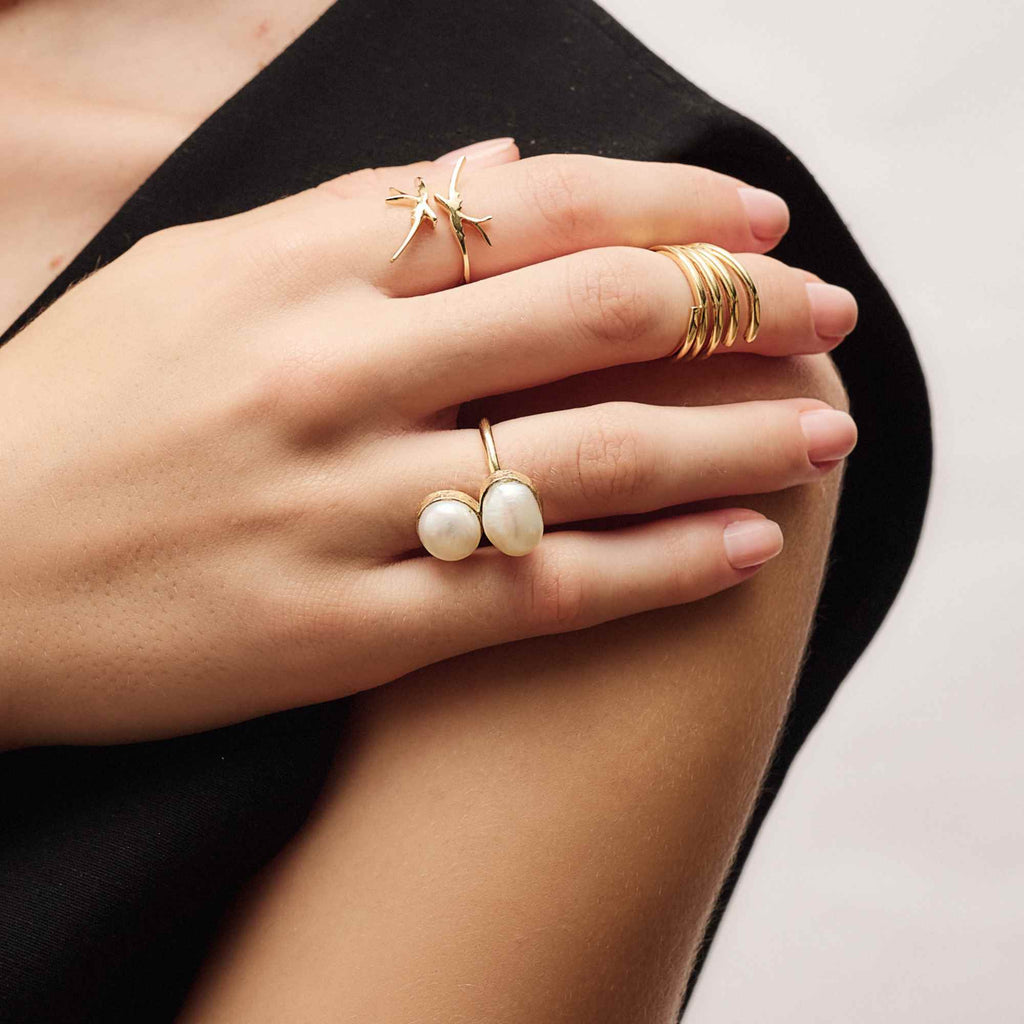 Anel Andorinha Ouro Ajustável