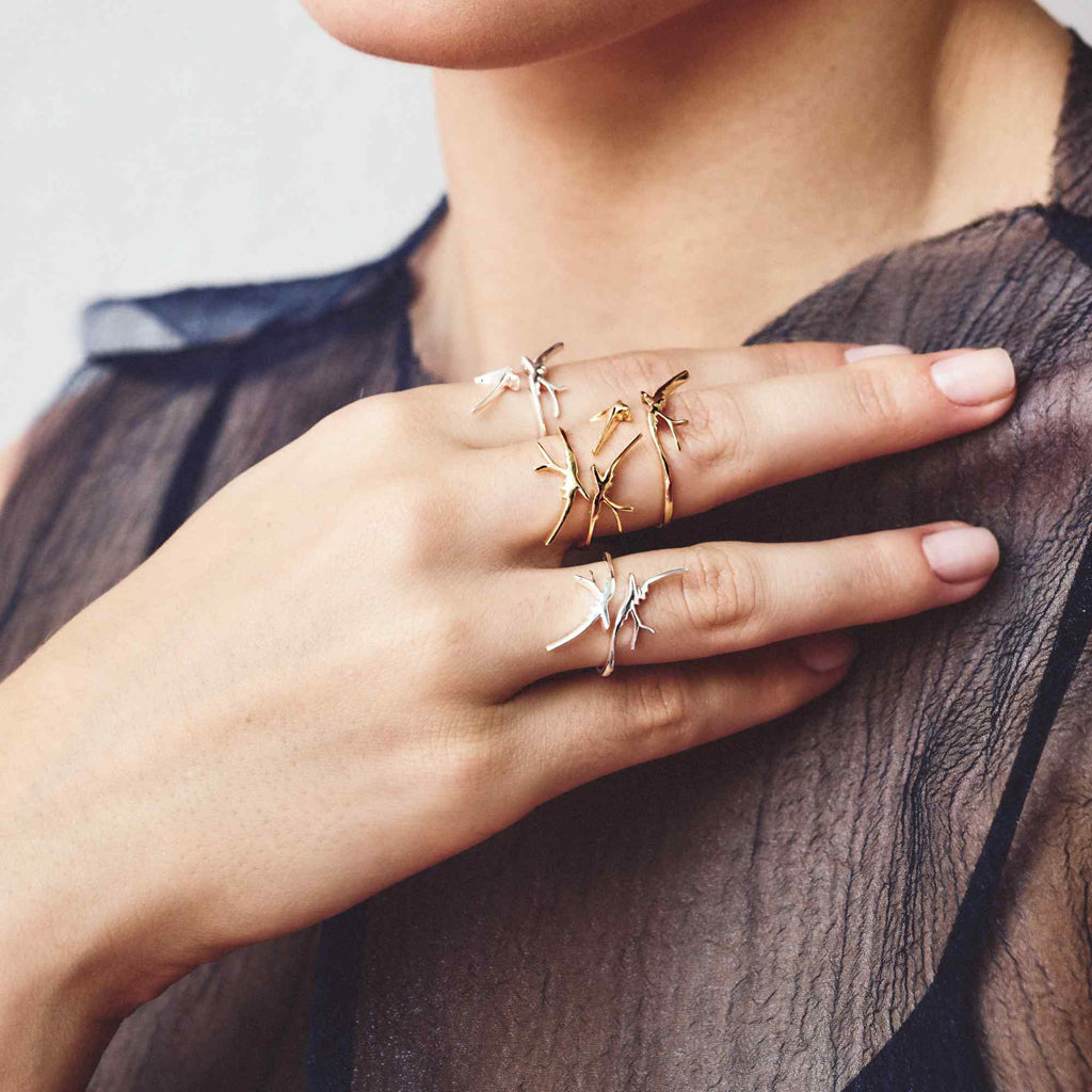 Anel Andorinha Ouro Ajustável