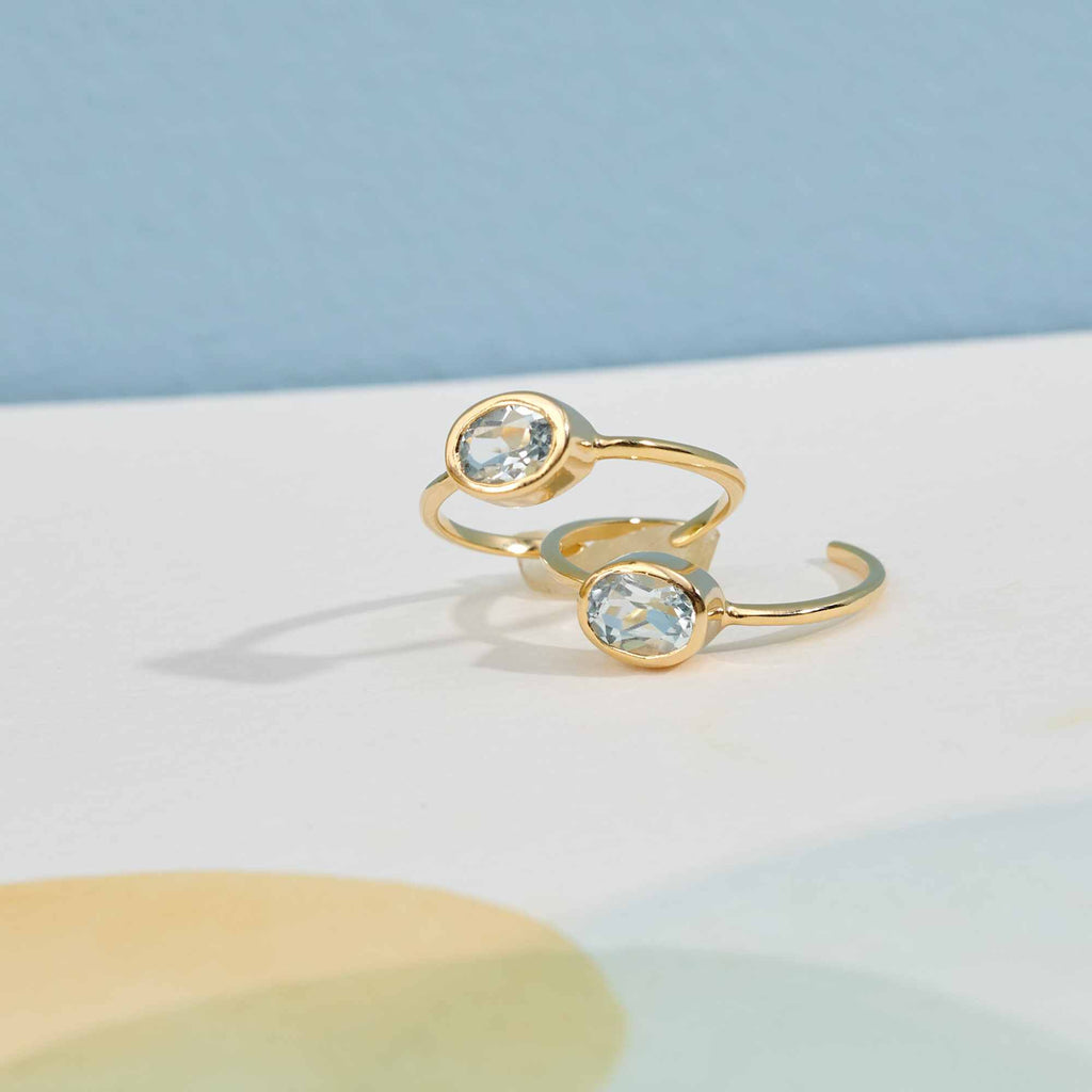 Anel Graça Ouro Ajustável com Topázio