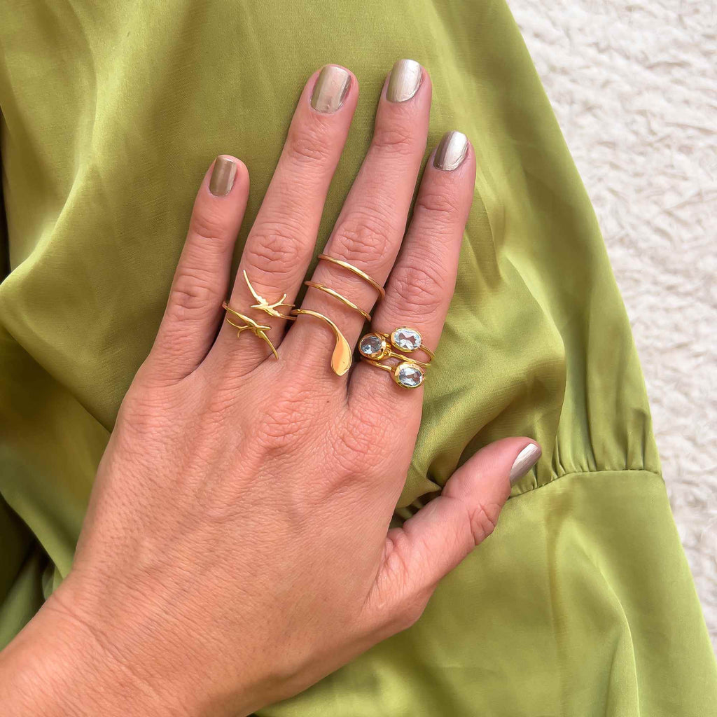 Anel Graça Ouro Ajustável com Topázio