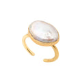Anel Noz Ouro Ajustável com Pérola