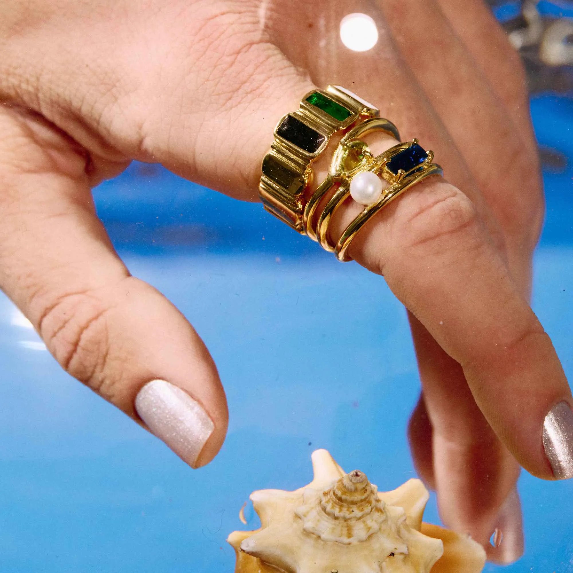 Anel Raia Facetado Ouro Ajustável