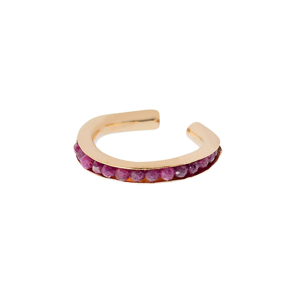 Anel Bruma Ouro Ajustável com Rubis