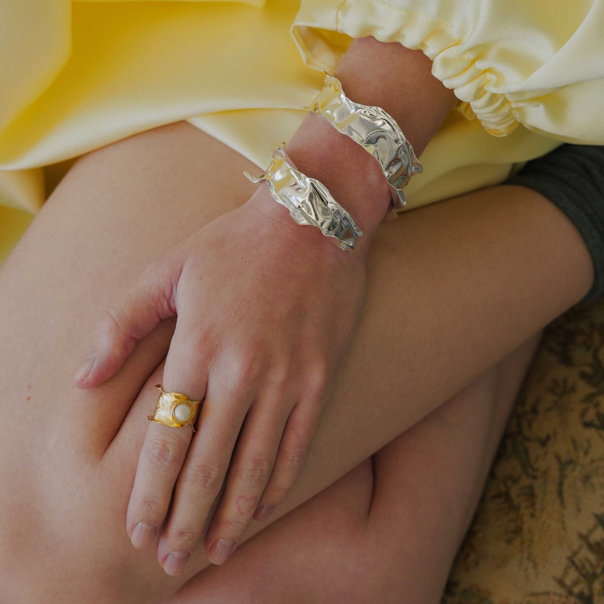 Bracelete Borda Prata Ajustável