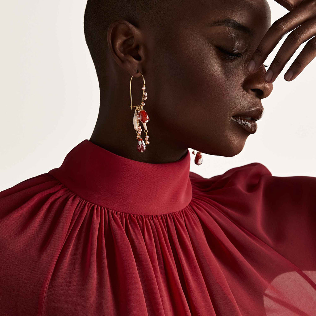 Brinco Alba Ouro com Pedras Naturais