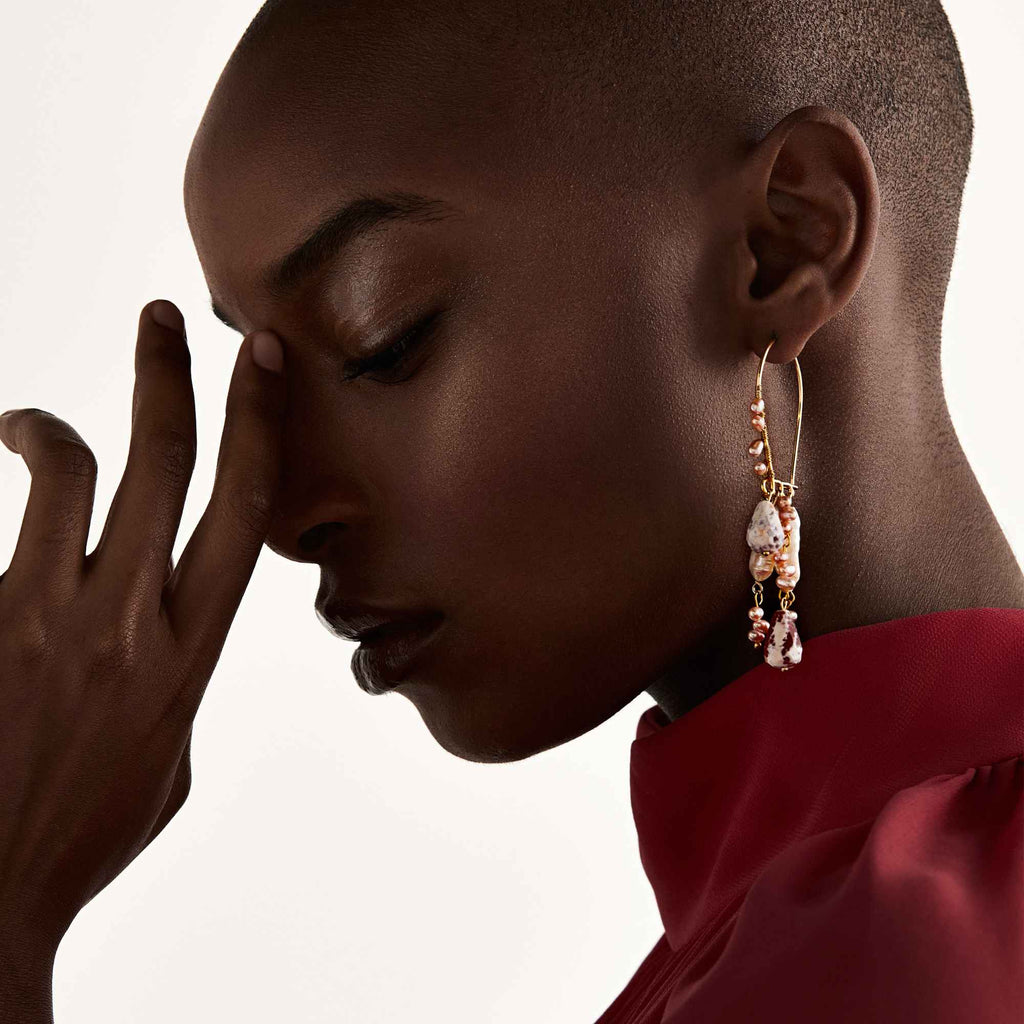 Brinco Alba Ouro com Pedras Naturais