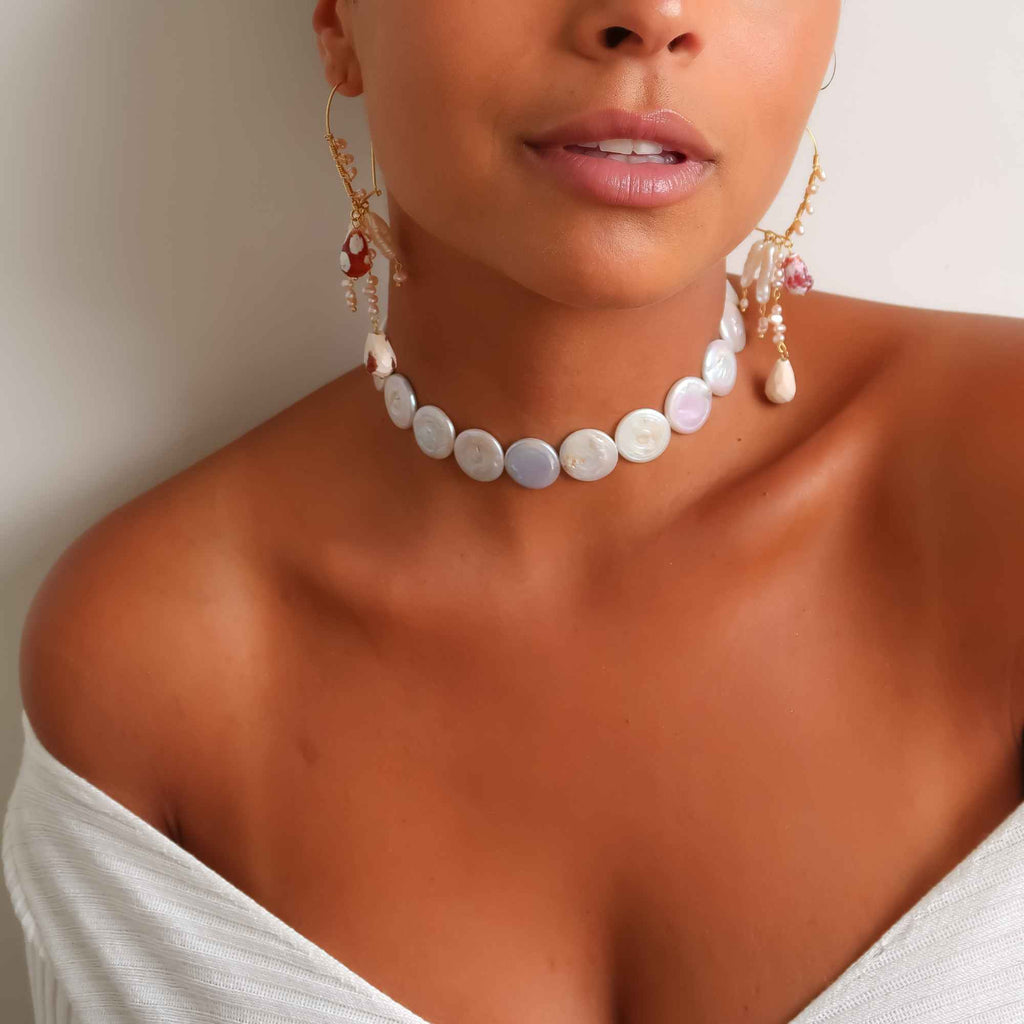 Brinco Alba Ouro com Pedras Naturais