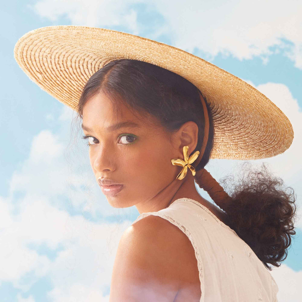 Brinco Flor Lila Ouro