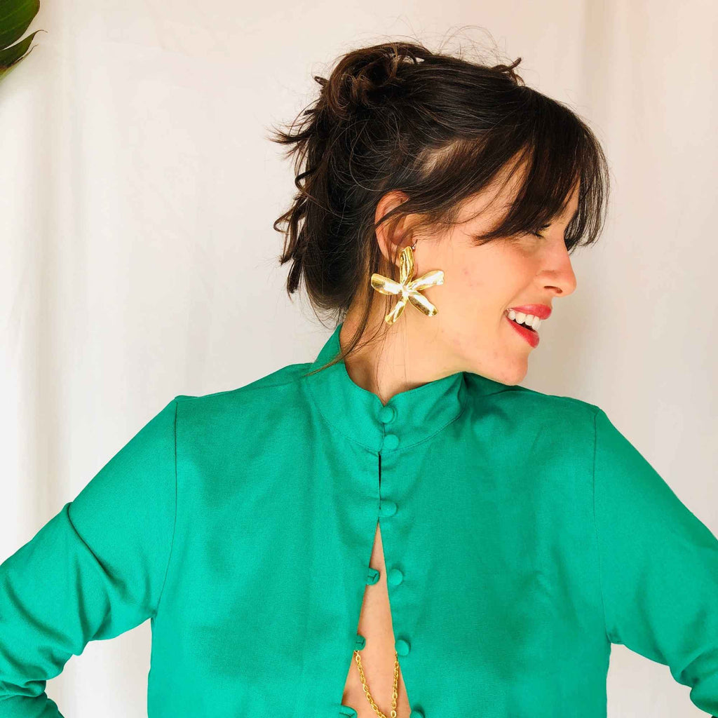 Brinco Flor Lila Ouro