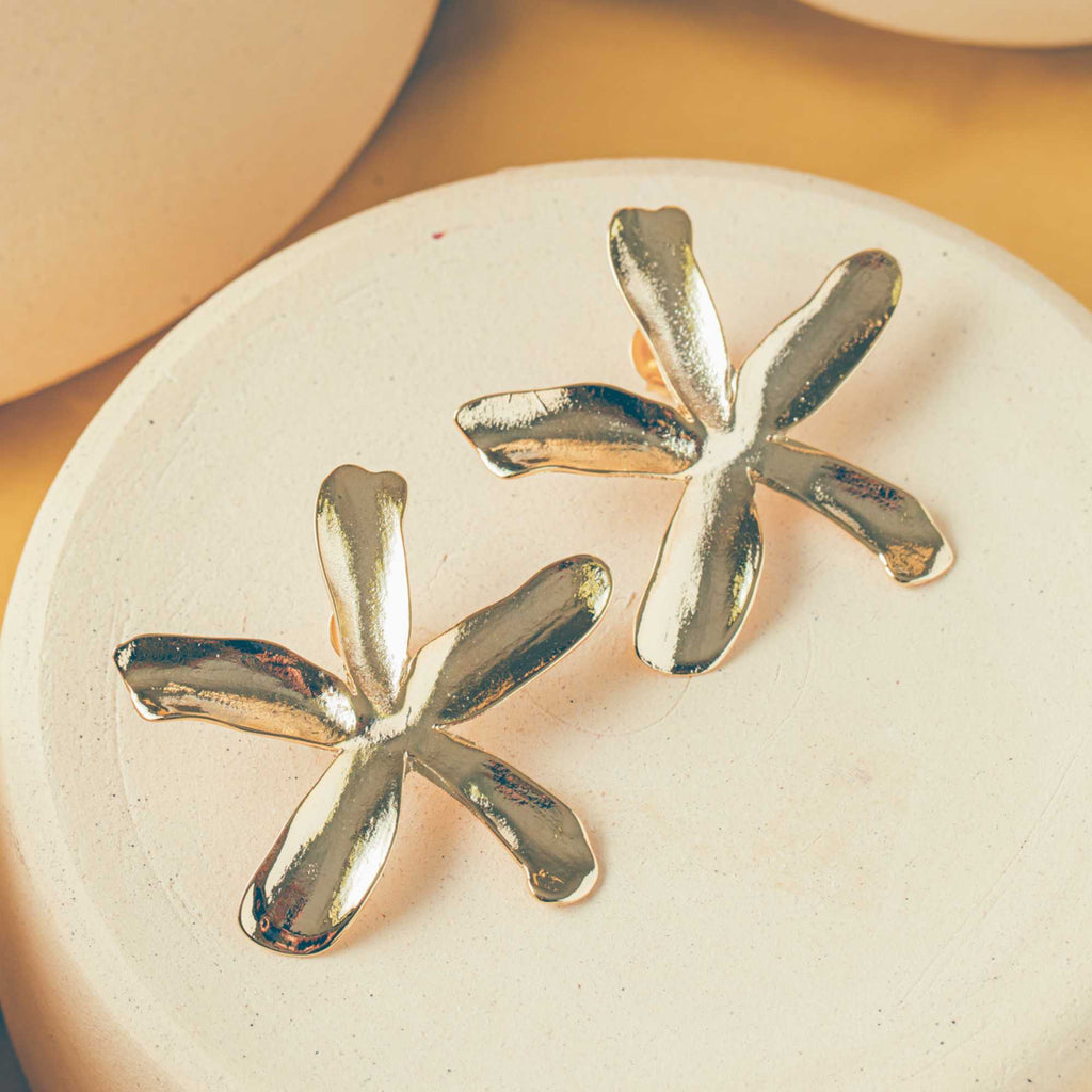 Brinco Flor Lila Ouro