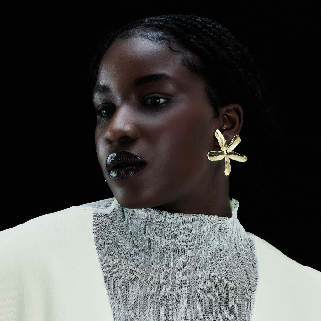 Brinco Flor Lila Ouro