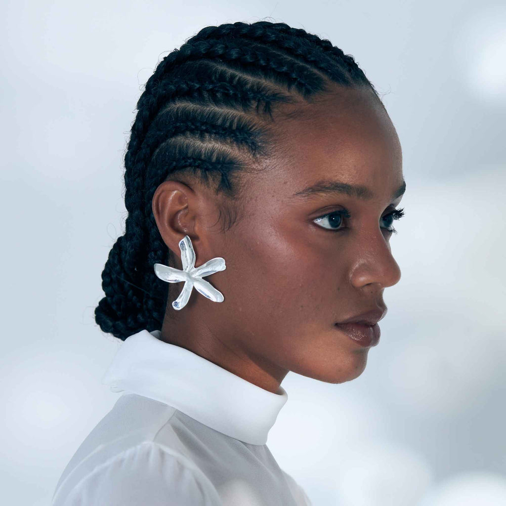 Brinco Flor Lila Prata