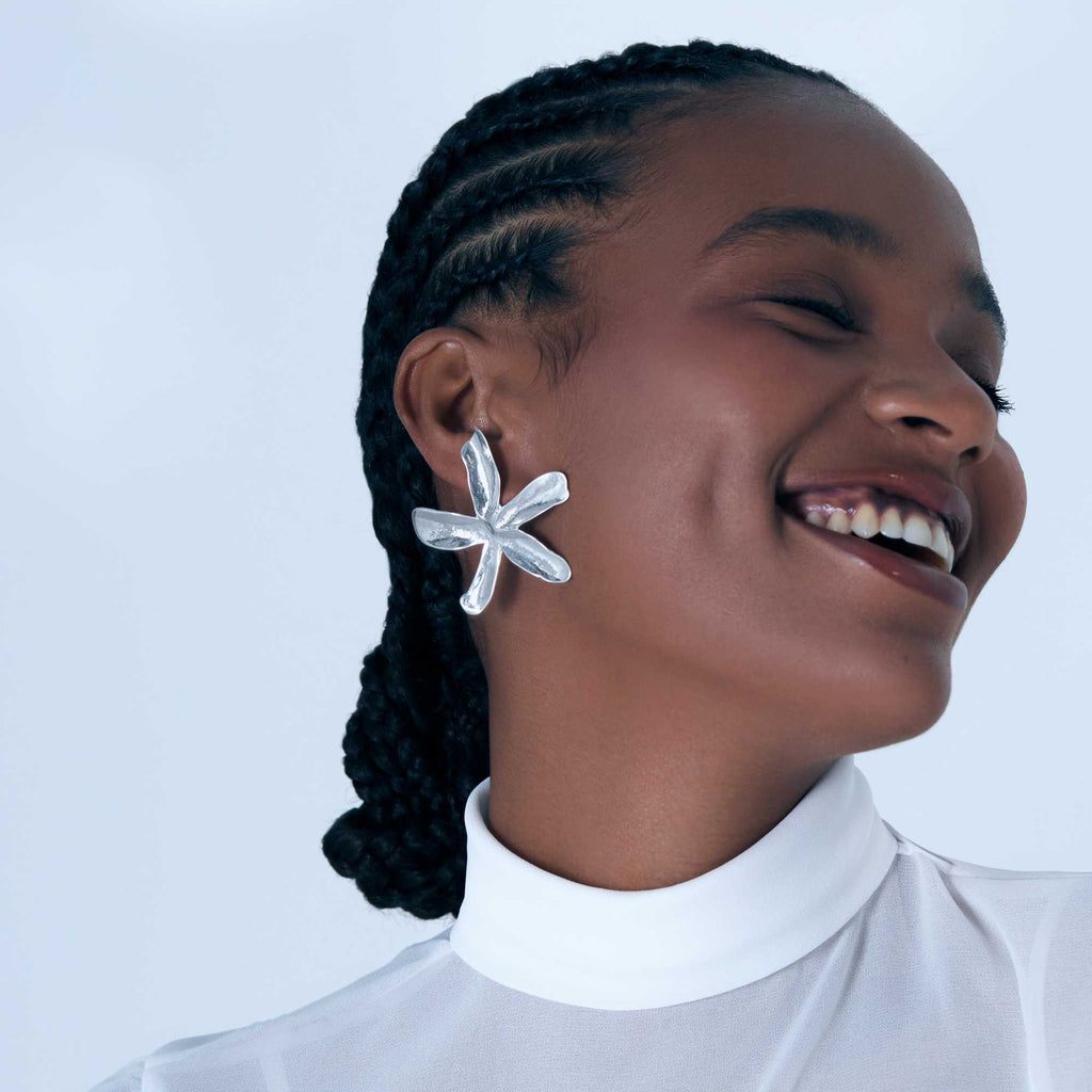 Brinco Flor Lila Prata