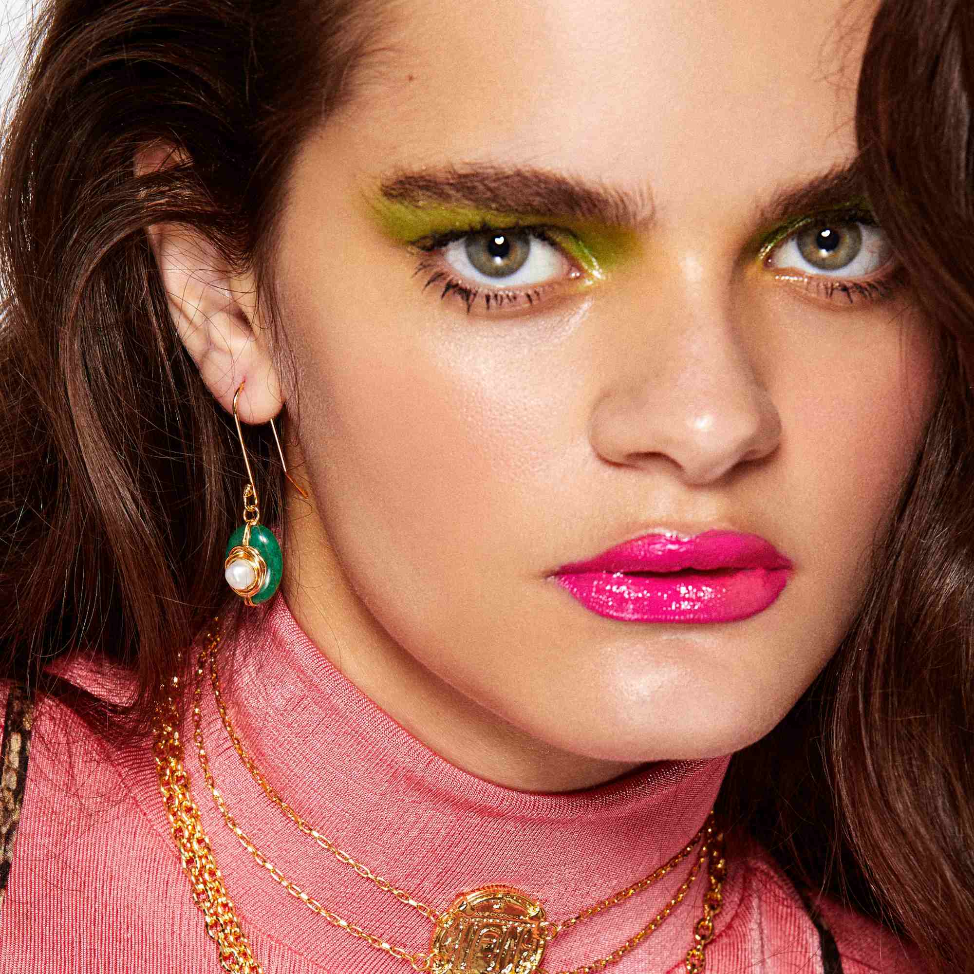 Brinco Pendente Ciclo Ouro de Jade Verde