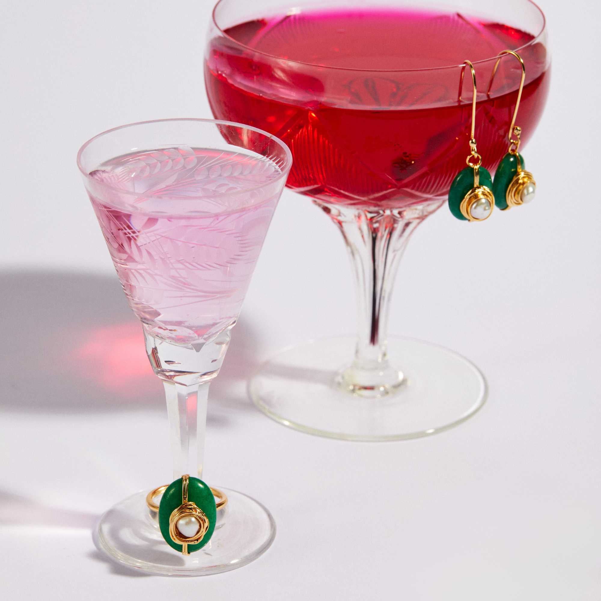 Brinco Pendente Ciclo Ouro de Jade Verde