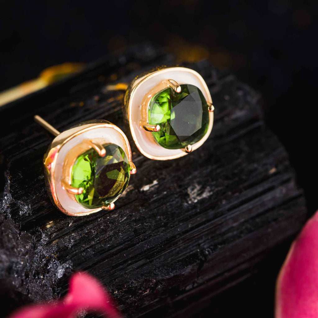 Brinco Vera Ouro com Vidro Esmeralda