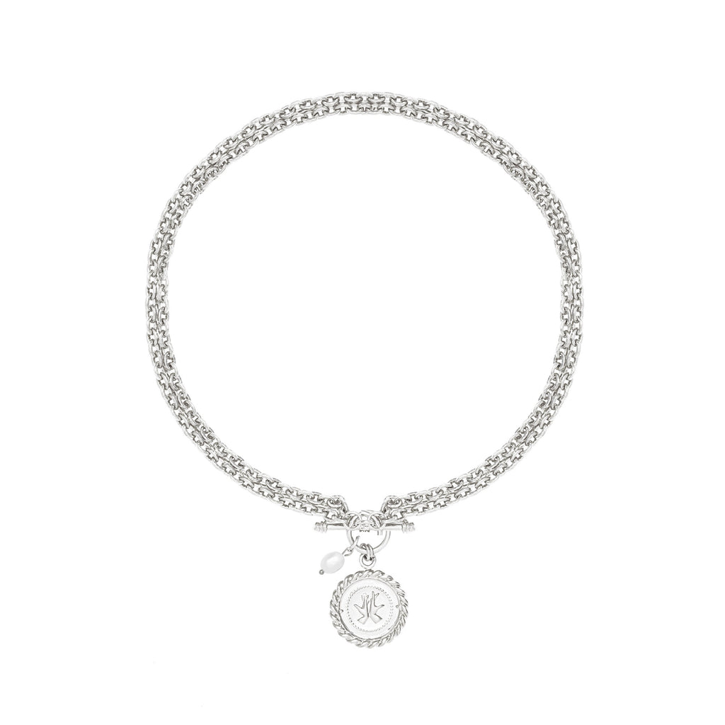 Colar Corrente Medalha Triana Prata