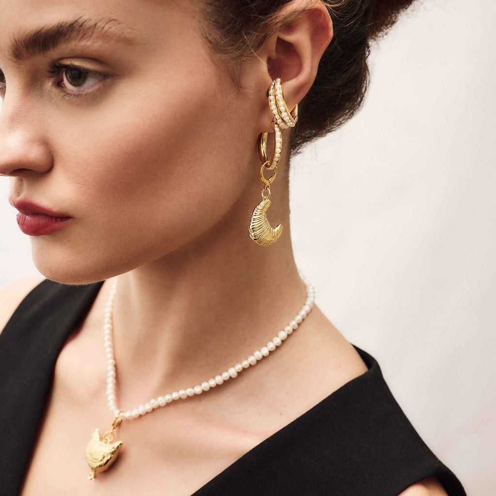 Pingente Croissant Merci Ouro