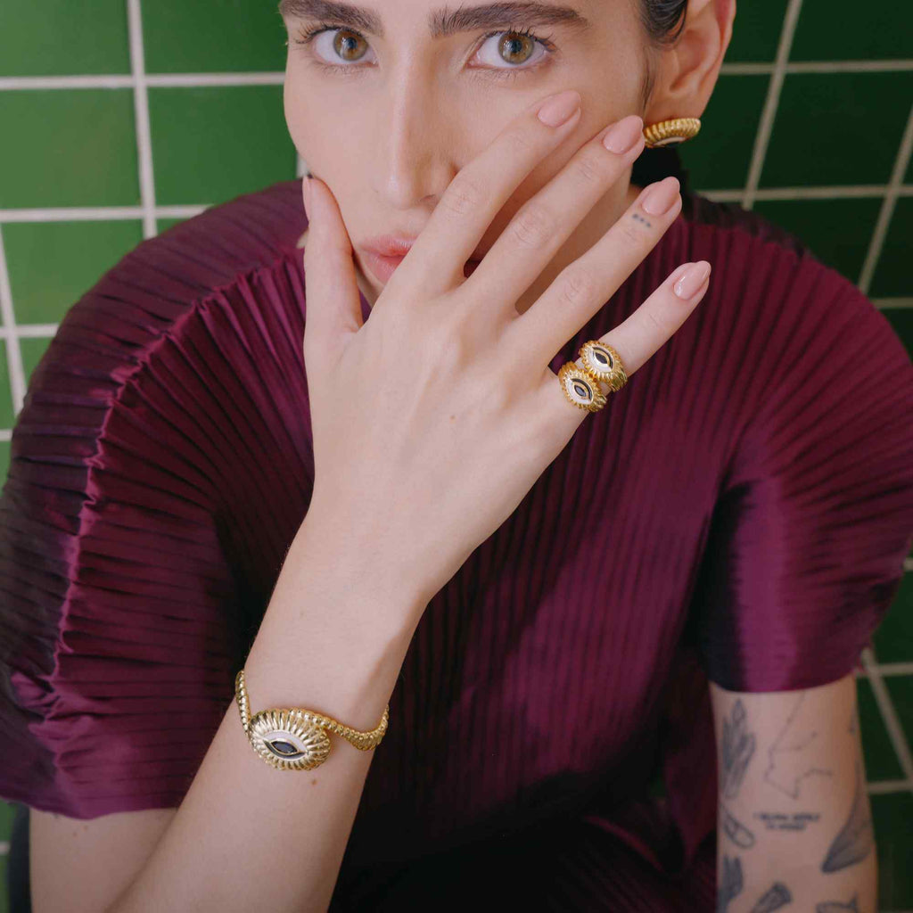 Bracelete Olho Ouro Ajustável