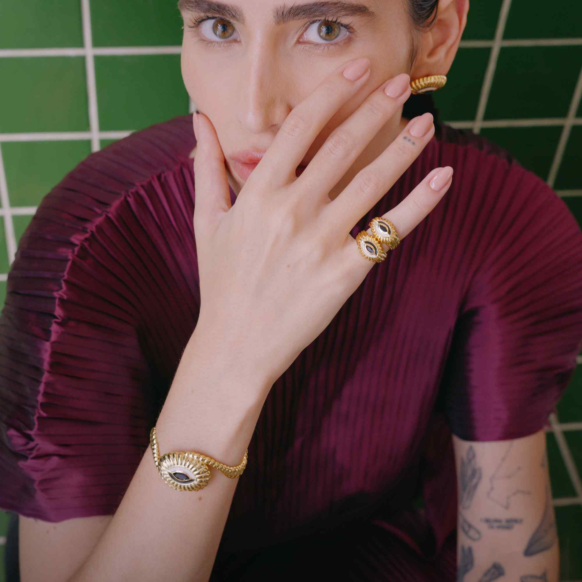 Bracelete Olho Ouro Ajustável